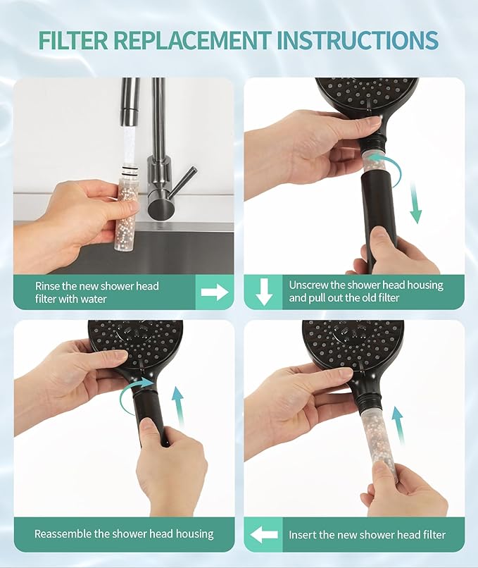 SR SUN RISE Shower Filter for Handheld Shower Head, Replacement Filters for Hard Water Remove Chlorine and Harmful Substances (8 Filters)