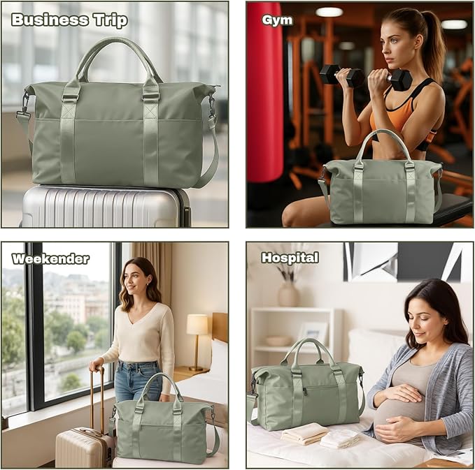 Weekender Duffel Bags for Women, Travel Totes Bag for Airplane Essentials, Overnight Bags for Women with Trolley Sleeve, Large Carry On Hospital Bag for Labor and Delivery, Sport, Gym