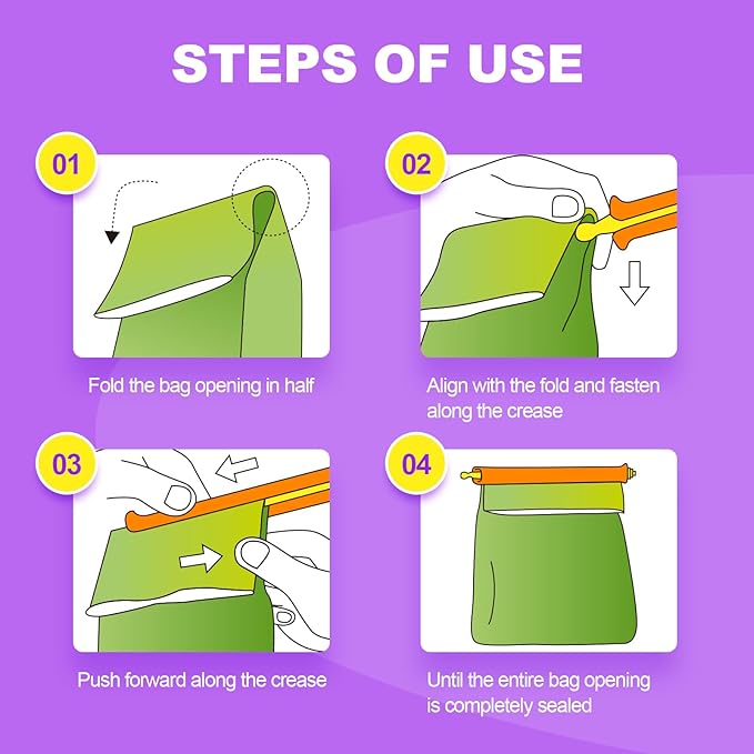 Food Sealing Sticks, Bag Clips 16 Pcs Reusable Bag Sealer Sticks Used For Sealing Various Sealable Snacks Cereal Foods Plastic Bag Sealers (S01-Nordic style)