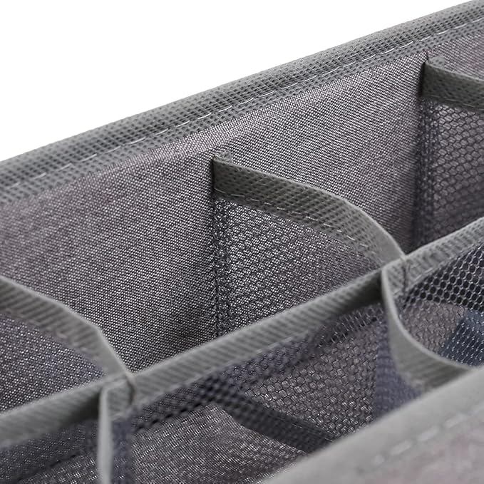 Qozary 3 Pack Sock Underwear Drawer Organizer Dividers, Collapsible Cabinet Closet Storage Boxes for Clothes, Socks, Lingerie, Underwear, Tie, Belt, Baby, Bedroom