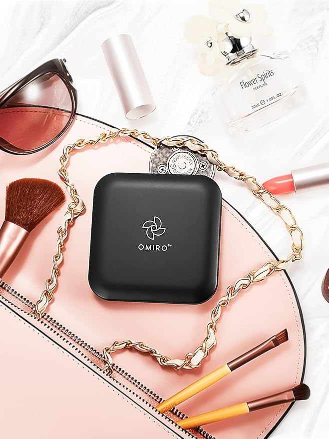 OMIRO Folding Compact Mirror, 1X/30X Magnification 3½” Pocket Size Square Hand Mirror for Travel Makeup (Black)