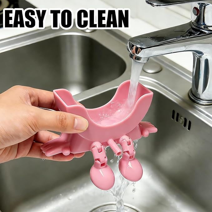 Cute Hanging Sponge Holder with Drainage, 3D Printed Kitchen Funny Sponge Stand for Sink, with Non-Slip Pads, Suitable for Scrub Daddy Holder, Keeps Your Sponge Dry and Smiling (Pink)