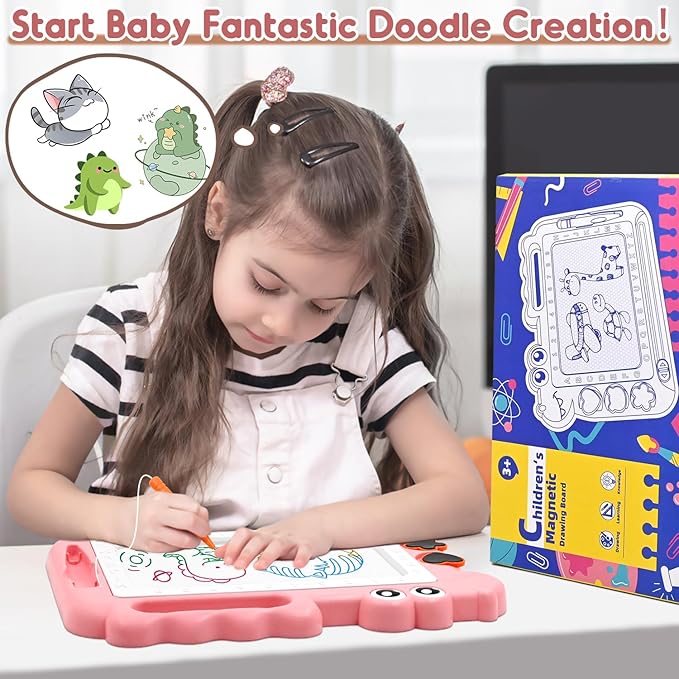 AiTuiTui Magnetic Drawing Board Toddler Toys Gift for Girls Boys, Color Sketch Writing Scribble Doodle Pad Travel Games, Educational Learning Kids Toys for Birthday or Christmas (Pink)