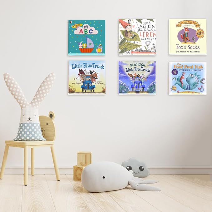 6 Pack Vinyl Record Shelf Wall Mount, 12 inch Record Holder for Storage & Display, Clear Floating Shelf for Kids Bookshelf, Magazine Rack, Picture Ledge