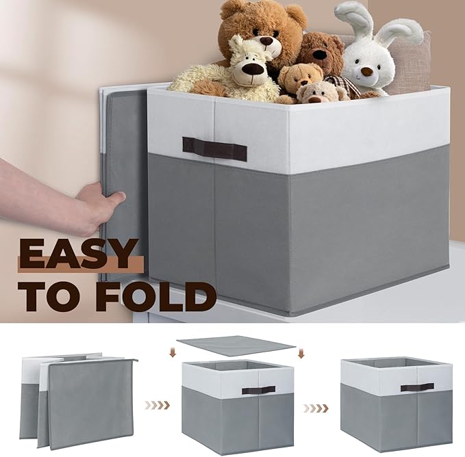 Criusia 6-Pack Clothes Bins for Organization - 16x12 Extra Large Storage Baskets for Shelves, Closet, Bedroom - Toy Storage Organizer Bins, Boxes, Cubes for Nursery - RV, Apartment Essentials