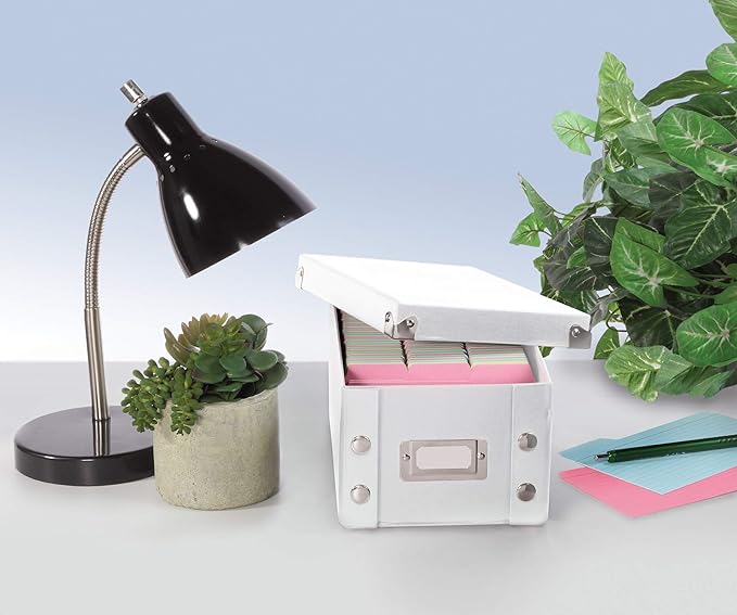 Snap-N-Store Index Card Holder Storage Box - Collapsible Organizer Box fits 1100 Flash Cards - Business, Recipe, or Note Card - 4 x 6, 2 Pack, White