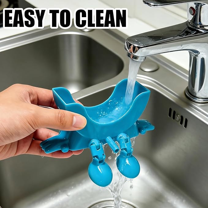 Cute Hanging Sponge Holder with Drainage, 3D Printed Kitchen Funny Sponge Stand for Sink, with Non-Slip Pads, Suitable for Scrub Daddy Holder, Keeps Your Sponge Dry and Smiling (Blue)