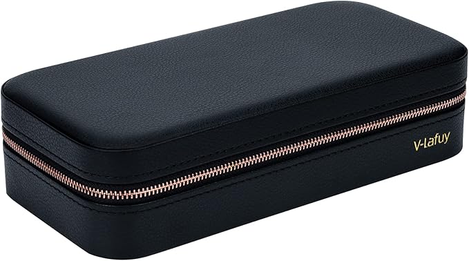 Travel Jewelry Case Organizer, Portable Jewellery Box for Women Jewelry Travel Organizer for Rings Earrings Necklaces Bracelets Watch, Black C