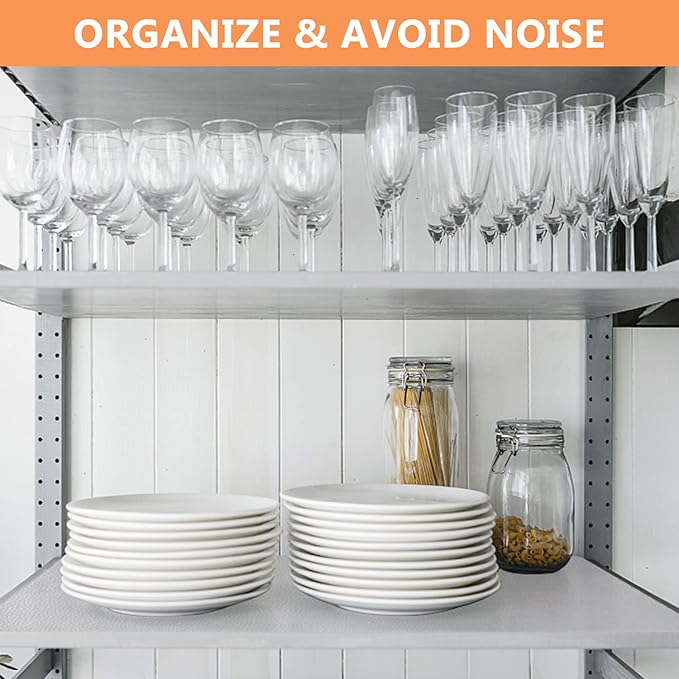 WochiTV Shelf Liner for Cabinets, Drawer Non Adhesive Non Slip Foam Mat for Kitchen, Pantry, Bathroom, Cupboard, Garage, Closet, Shelves, Drawer, Tool Box, White 17.5 x 118 inches