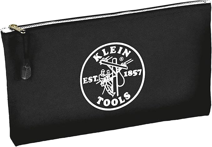 Klein Tools 5141 Zipper Tool Bag, Tool Pouch, Bank Deposit Canvas Utility Bag, 12.5 x 7-Inch, Brown/Black/Gray/Red 4-Pack