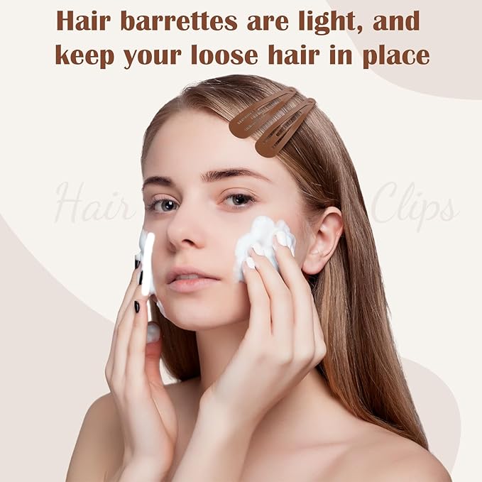 WILLBOND 30 Pieces 3.1 Inch Large Metal Snap Hair Clips Nonslip Barrettes Women Hair Accessories (Brown)