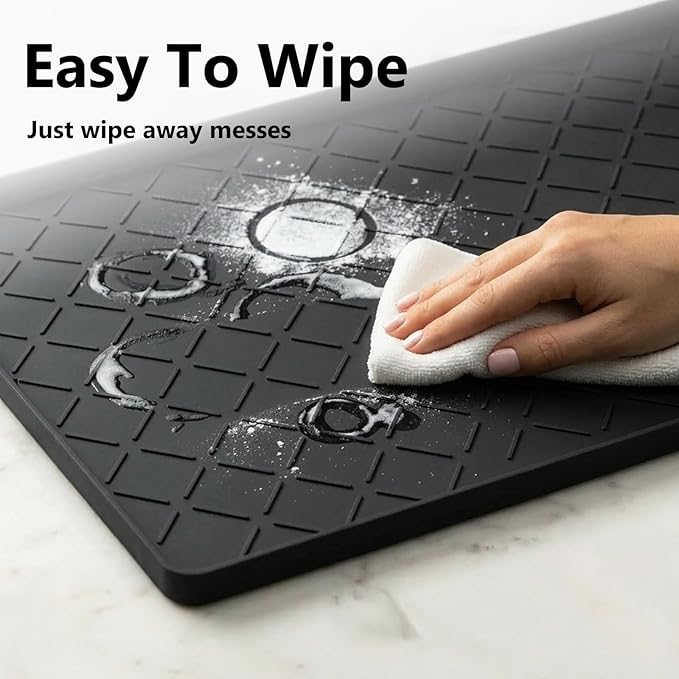 Mateeylife Under Sink Mats for Kitchen Waterproof 34"X22", Undersink Protectors,Silicone Mat Cabinet Liner, Under Sink Organizer for Bathroom and Kitchen,Boot Tray Pet Food Mat, Classic Black