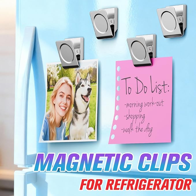 12 Pack Large Magnetic Clips Heavy Duty, Strong Magnet Clips for Notes, Fridge Magnets, Refrigerator Magnets Clip for Organization, Chip Clip Magnets for Whiteboard, Classroom, Cruise, Office