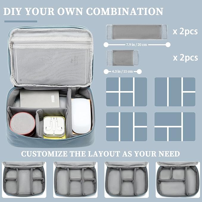 Lanola Electronic Organizer Travel Double Layer Cable Organizer Bag, Accessory Bag for Hard Drives, Cables, USB, SD Card, Memory Cards, Flash Drive, etc. - Red
