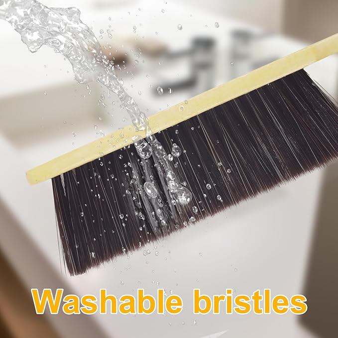 2 Piece Wooden Hand Broom, Dust Brush,Bench Brushes,Soft Bristles, Long Fireplace Brush with Wood Handle for Clothes Household Cleaning, Counters, Beds, Sofas, Car Fireplaces, Benches, Furniture