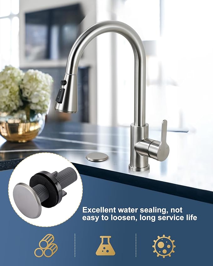 ARCORA Kitchen Sink Hole Cover: Premium Faucet Hole Plate Stopper Plug, Countertop Extra Hole Plastic Cap for Soap Dispenser Sprayer Tap, Brushed Stainless Steel