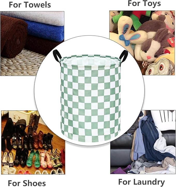 Sage Laundry Basket Kids Hamper Gifts Storage Basket Toys Box Large Canvas Collapsible Organizer Bins for Home/Dorm/Kitchen/Pet/Office/Closet/Shelf/Gift Baskets