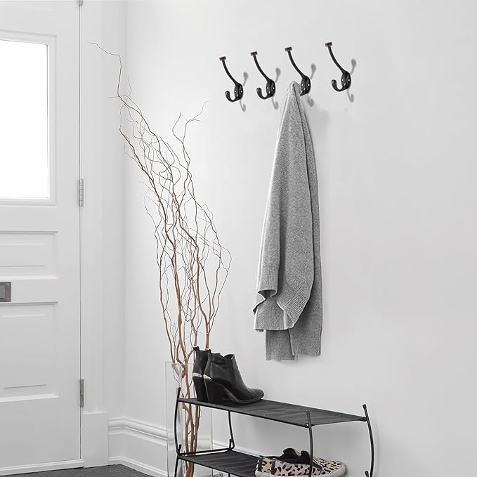 khtumeware The 5-Pack Heavy-Duty Zinc Alloy Oil Rubbed Bronze Coat Hook is suitable for bathrooms, behind doors, bedrooms, and corridors, and serves as a towel and robe hook for both household and commercial use.