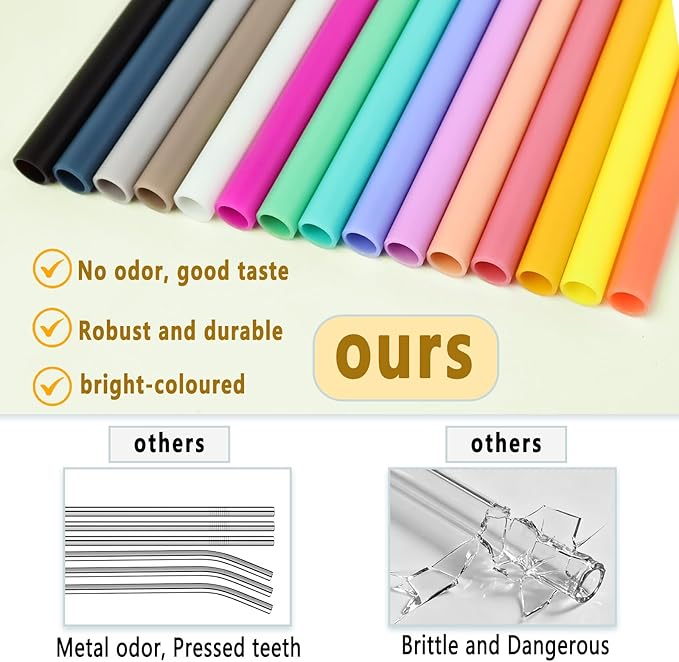 NTIERA 8pcs Replacement Straws for Owala FreeSip 24oz 32oz Bottle, Reusable Plastic Straws with Cleaning Cleaner Brush for Insulated Stainless Steel Water Bottle Tumbler Accessories(8 Color)