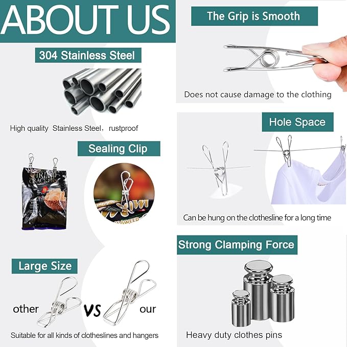 20PCS Large Size Clothes Pins - Picture & Food Clips for Hanging Clothes & Photos