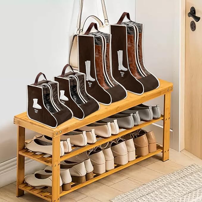 4 Pcs Boot Storage Bag, Portable Waterproof and Dustproof Boot Bags for Cowboy Boots (2*High + 2*Short)