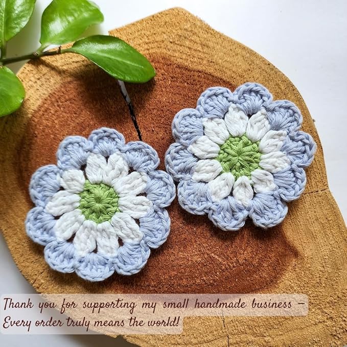 Cotton Car Coasters 2pc Car Cup Coasters Cute car Accessories for Women car Coaster for Cup Holders (Misty Bloom)