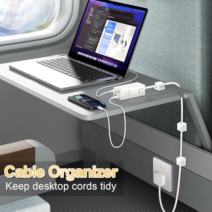 18 Pack Cord Organizer Holder, Magnetic Cable Clips Management, Easy Adhesive Phone Charging Cable Keeper, Hide Or Organize Desk Cable for Kitchen, Office, Car, Nightstand(White)