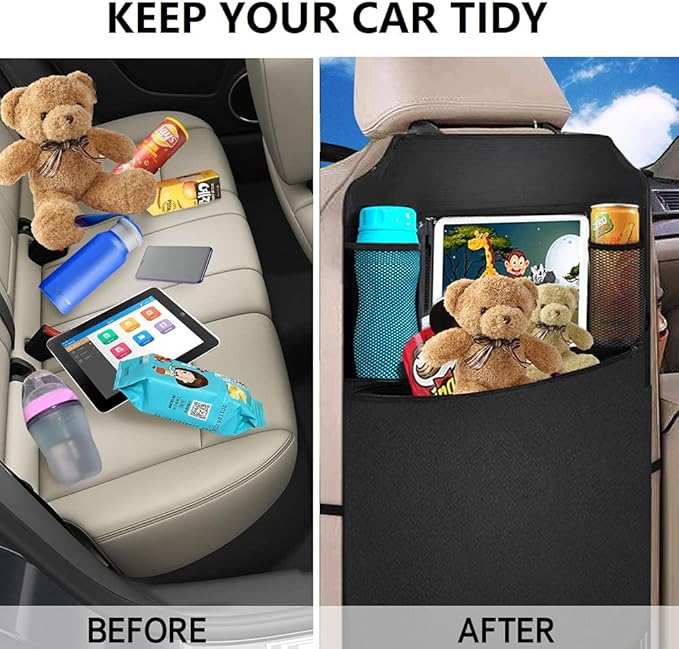 BLYPHOO Premium Backseat Organizer for Kids 2 Pack, Heavy Duty Waterproof and Stain Resistant Kick Mats Back Seat Protector, Durable Backseat Car Organizer with Tablet Holder+Storage Pockets