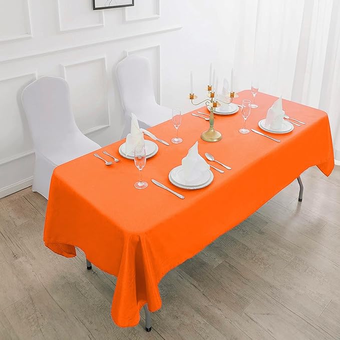 Cupuamon Rectangle Tablecloth 60x120 inch Washable Polyester Fabric Table Cloth for Wedding Party Dining Banquet Decoration(60x120, Orange)