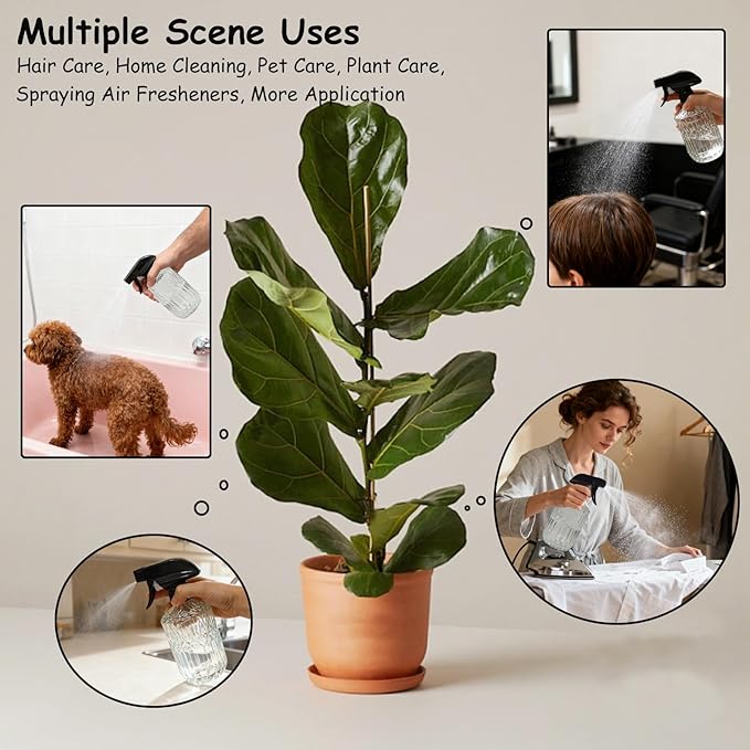 Clear Glass Handheld Spray Bottle, 15oz Refillable Plant Mister Bottle, Water Spray Bottle with Adjustable Mist Nozzle for Indoor Flowers, Outdoor Gardening, Cleaning, Hair and Pets Care