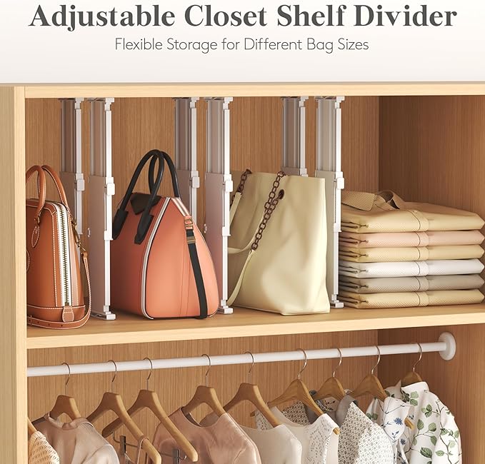 Lifewit 6 Pack 5" High Drawer Dividers for Clothes, 11.5"-18.5" Expandable Dresser Drawer Organizers, Adjustable White Plastic Separators for Kitchen, Cabinet, Nursery, Socks & Underwear Storage