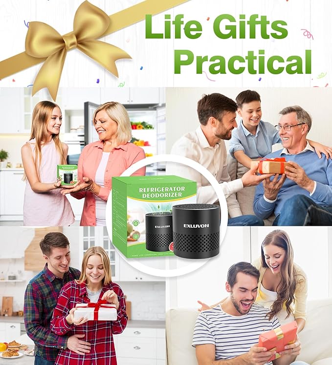 Refrigerator Deodorizer, Fridge Odor Eliminator Lasts for 10 Years, Household Essentials Travel Size Air Purifiers, More Effective Than Baking Soda and Bamboo Charcoal Air Purifying Bag, Black