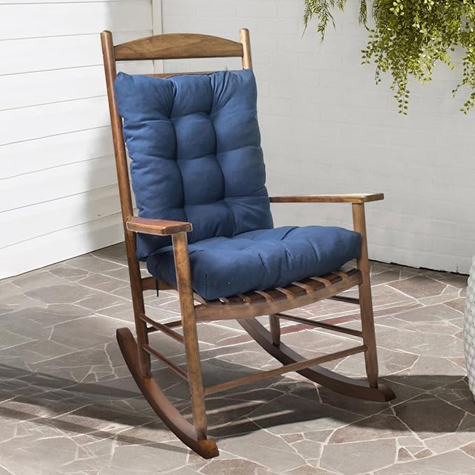 Yellow Rocking Chair Cushion Indoor Outdoor High Back Seat Pad Soft Chair Cushion for Patio Porch Garden Kitchen Office