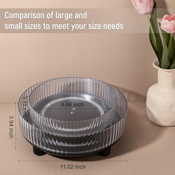 Anyoifax 360 Rotating Makeup Organizer Perfume Tray Skincare Holder Spinning Cosmetic Storage Bathroom Countertop Organizer Lazy Susan Turntable for Dresser, Vanity, Kitchen, Small Black