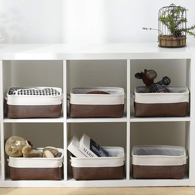Sacyic Small Storage Baskets for Shelves,Fabric Storage Baskets for Closet,Rectangular Collapsible Baskets for organizing Clothes,Books,Gifts