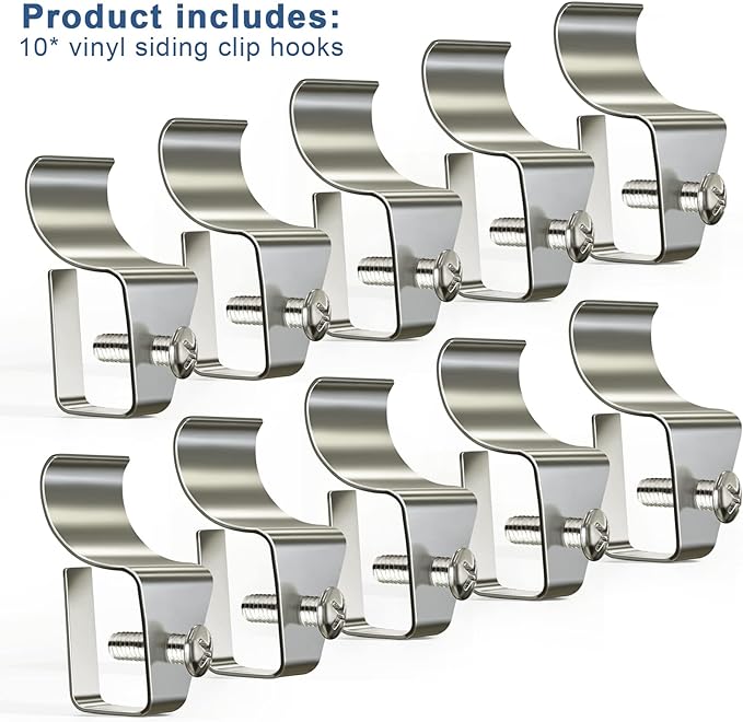 (10 Pack) Blink Outdor Camera Mount Vinyl Siding Clips Hooks,No-Hole Needed Outdoor Siding Hanger for Mounting Wyze Cam/Ring/arlo Home Security Camera, Weatherproof Stainless Steel Blink Siding Mount