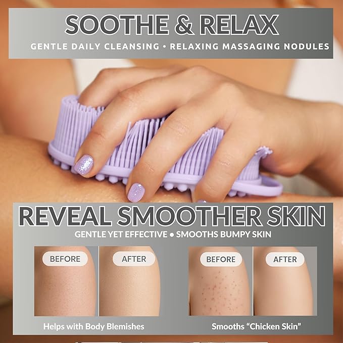 Body Face Scrubber Set Silicone - 2 Pack Shower Brush Facial Cleansing Kit - Avilana Bath Loofah Alternative Complete Skincare System Dual Sided - Gift Set Women Men