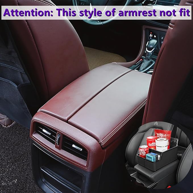 Car Storage Organizer Between Seats, Center Console Armrest Storage Box, Back Seat Organizer with Small Compartment, Car Interior Storage Box, Cup Holder Tray with Non-slip Mat (Black)
