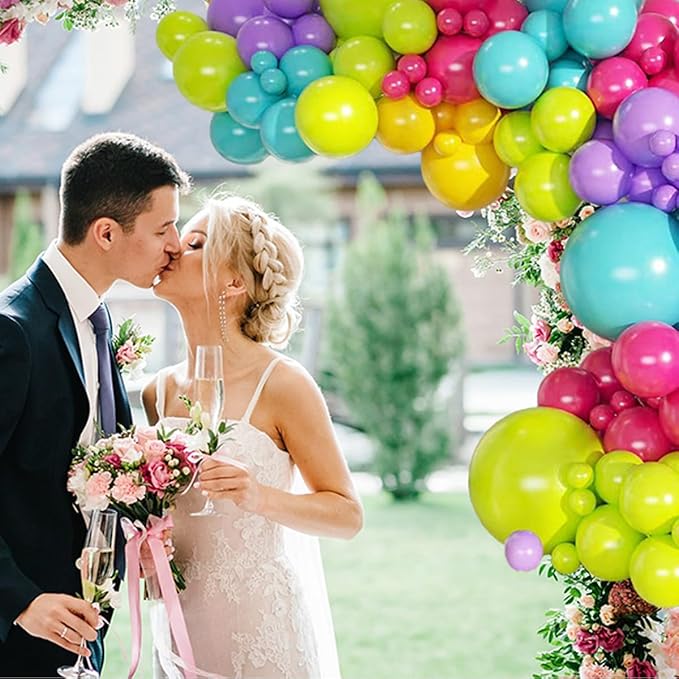 MEBAY Rainbow Balloons Garland Arch Kit, 146Pcs 5 Assorted Color Latex Balloon Different Sizes 18 12 10 5 Inch for Gender Reveal Baby Shower Wedding Birthday Party Decoration