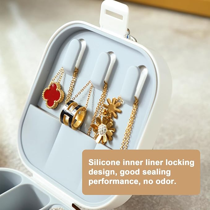 Travel Mini Jewelry Box,Portable Versatile Storage Organizer Jewellery Ring Organizer Case Storage Gift Box Girls Women (white)