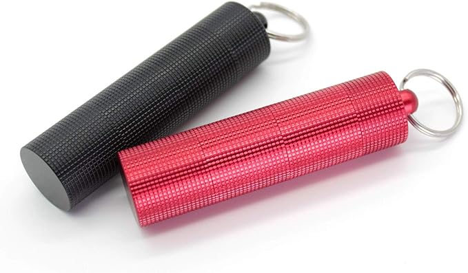 PPFISH 2 PCS Portable Daily Pill Case, 3 Compartments Aluminum Alloy Waterproof Pill Box Dispenser, Small Pocket Pill Container, Keychain Pill Fob, Travel Pill Holder for Men Women