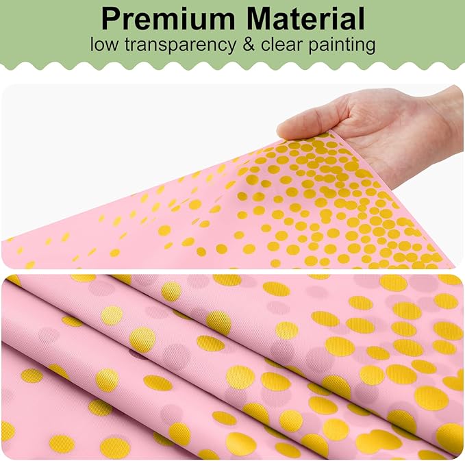 misaya 4 Packs Dot Disposable Table Cloth, 54 x 108 Inch Waterproof Plastic Tablecloth, Rectangle Gold Dots in Pink Table Covers for Mother's Day, Picnic, Birthday, Party