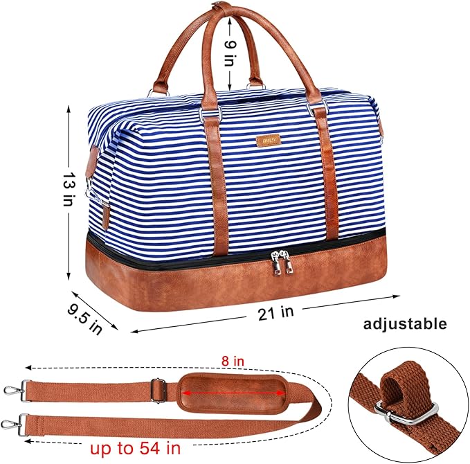 IBFUN Weekender Bags for Women, 21" Weekender Travel Bag, Travel Duffle Bag with Shoe Compartment, Carry-on Overnight Duffel Bag for Weekend Travel, Business Trip