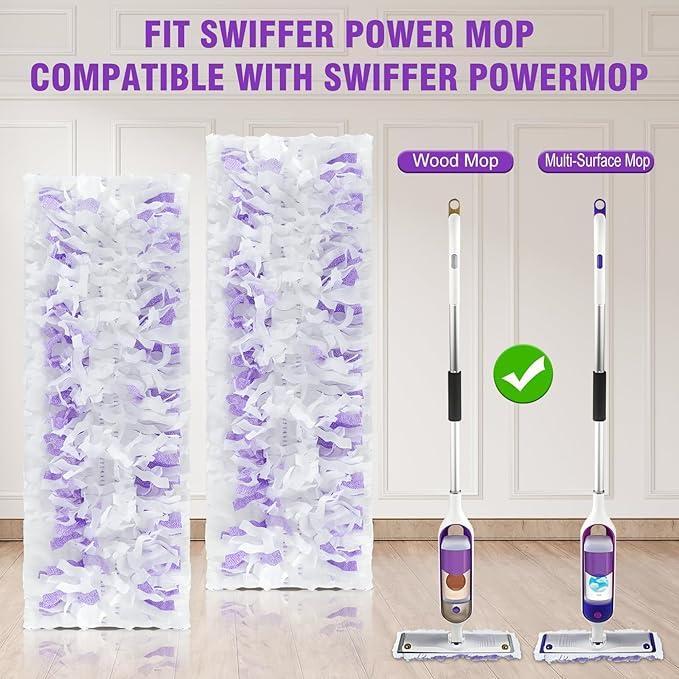 80 Pack Power Mop Refills for Swiffer Power Mop,Unscented&Thickened Multi-Surface and Wood Spray Mops for Floor Cleaning
