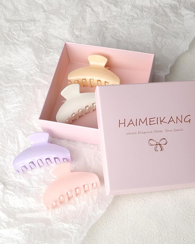 4Pcs Large Acrylic Hair Claw Clips - Strong Hold Thick Hair Banana Barrettes for Women Girls (Hair Clips, Banana