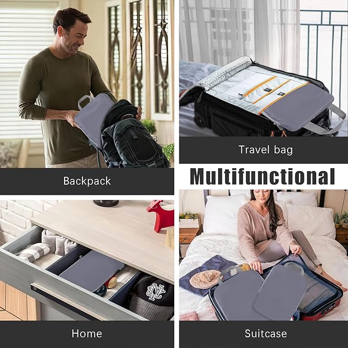 4 Set Compression Packing Cubes Travel - Travel Accessories Expandable Packing Organizers for Carry On - Essentials Luggage Bags - Dark Grey