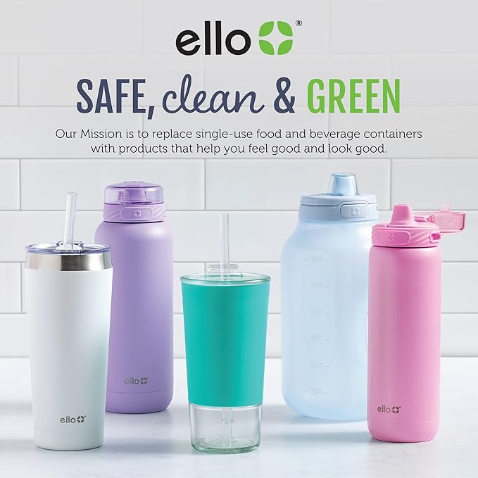 Ello Oasis 14oz Stainless Steel Toddler Tumbler with Handle & Retracting Straw, 100% Leakproof, Double-Wall Vacuum Insulated, Kids Water Bottle for School, BPA Free, Dishwasher Safe, Unicorns