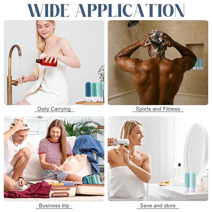 Travel Bottles for Toiletries, 3oz TSA Approved Travel Size Toiletries, Silicone Leak-Proof Refillable Containers, Squeezable Liquid Essentials Bottles W/Clear Bag (GREEN)