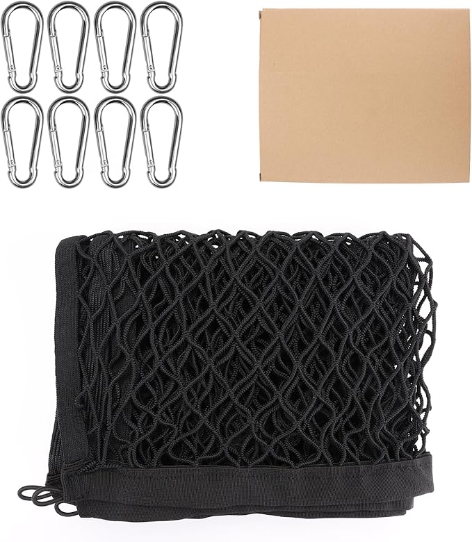 Truck Bed Net, Highly Elastic Cargo Net for Pickup Truck Bed, Stretchable Mesh Organizer for Pickup Trunk Bed, Suitable for Daily Light Loads of Trucks, 4'x4' Stretches to 7'x7'