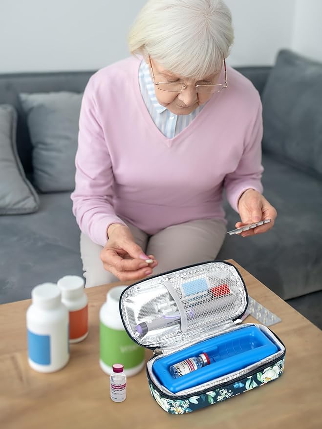 YOUSHARES Insulin Vials Cooler Travel Case - TSA Approved Diabetic Medication Vial Cooling Bag with Protective Ice Brick, Refrigerated Diabetes Supplies Organizer, Small Bottle Carrying Storage